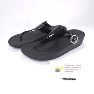 Fit Flop Casual Patent Thong Sandals Womens Size 7 A97-090 Black